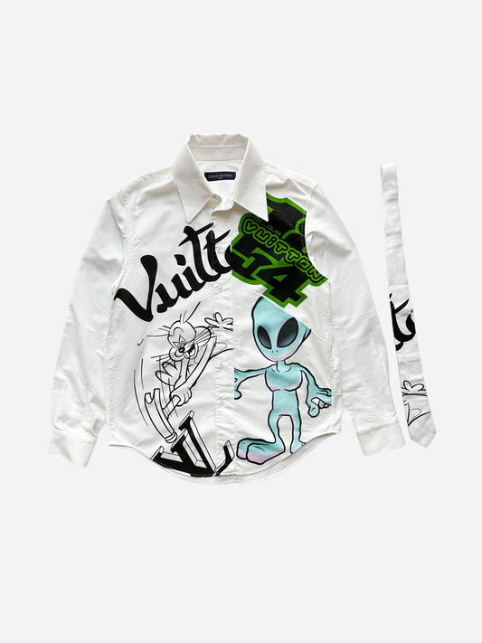 Louis Vuitton White Alien Graphic Button Up Shirt