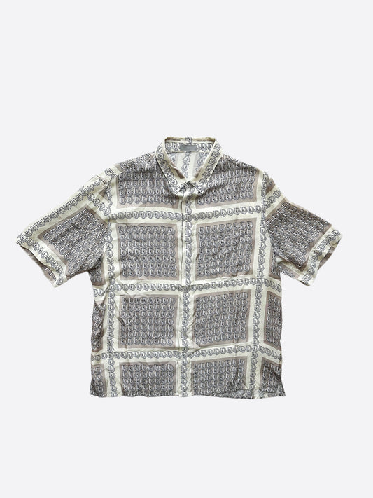 Dior Oblique Silk Short Sleeve Button Up Shirt