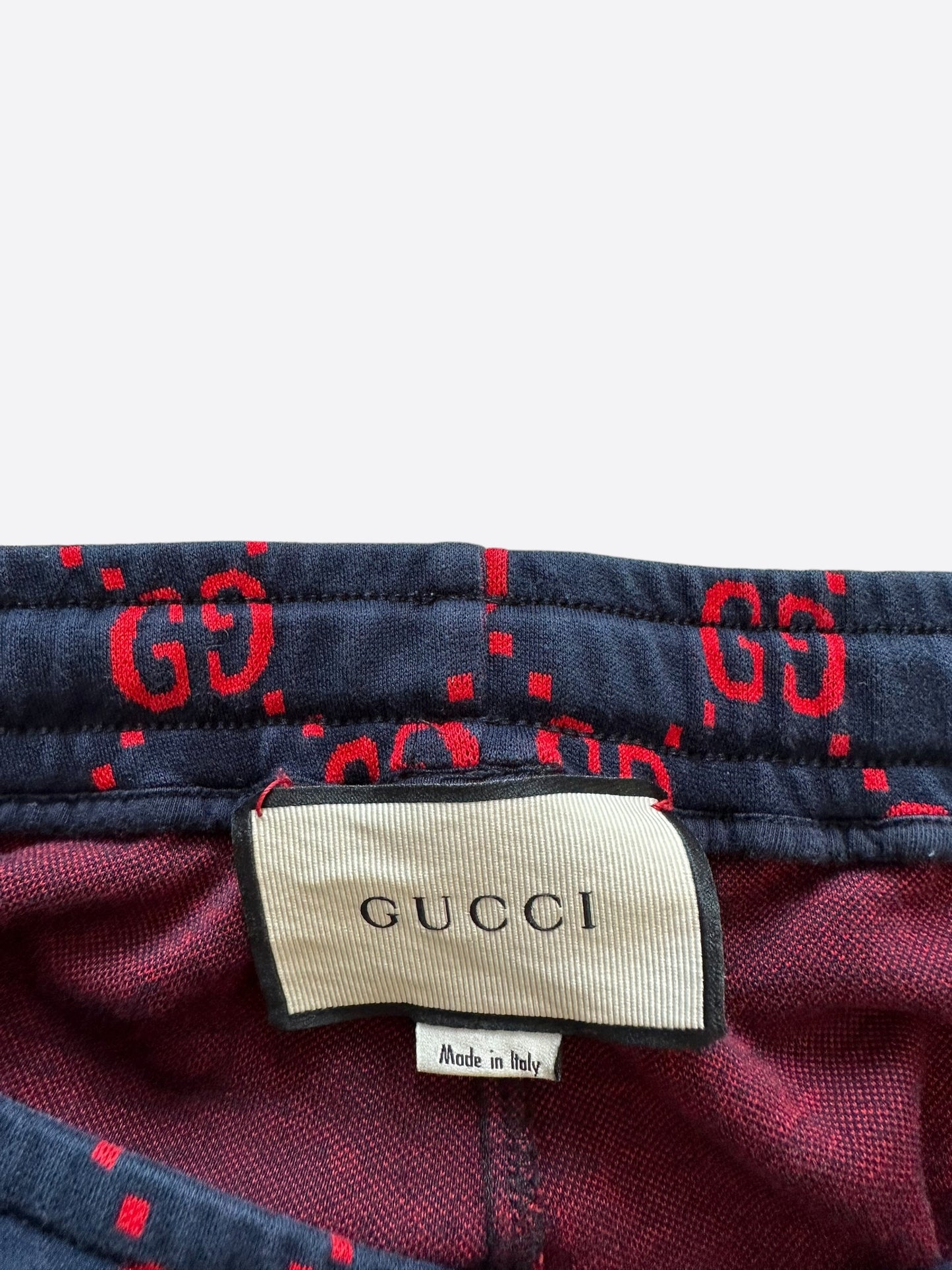 Gucci Navy & Red GG Monogram Jacquard Shorts