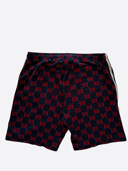 Gucci Navy & Red GG Monogram Jacquard Shorts