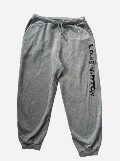 Louis Vuitton Grey & Black Graffiti Logo Sweatpants