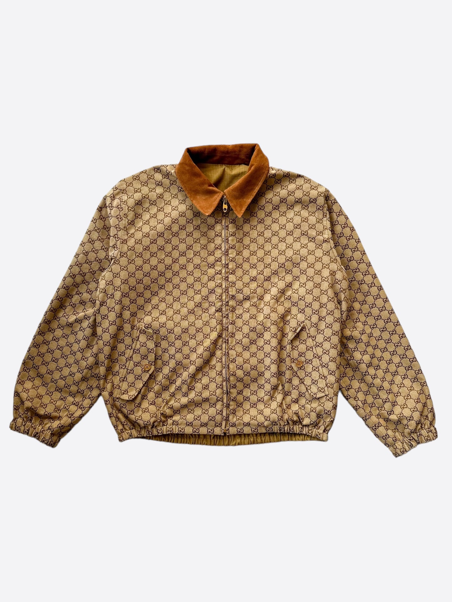 Gucci Tan GG Monogram Reversible Jacket