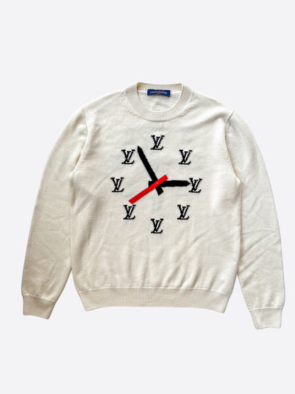 Louis Vuitton Beige Monogram Clock Wool Sweater