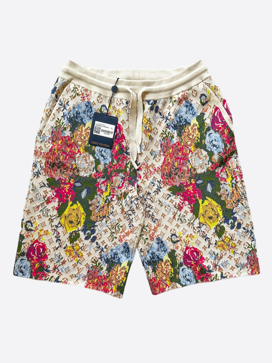 Louis Vuitton Beige Multicolor Floral Monogram Shorts