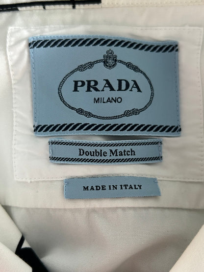 Prada White Flames Split Button Up Shirt