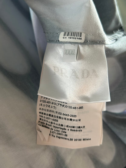 Prada White Flames Split Button Up Shirt
