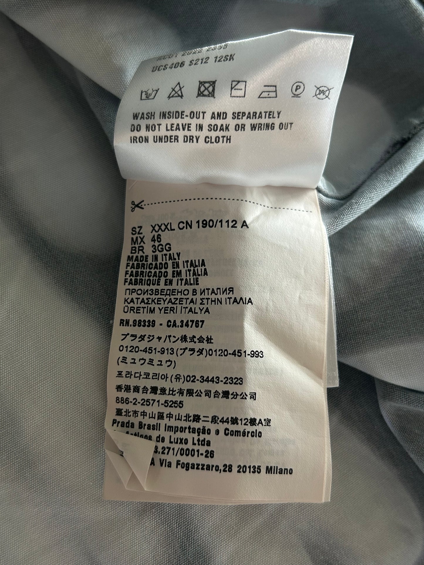 Prada White Flames Split Button Up Shirt