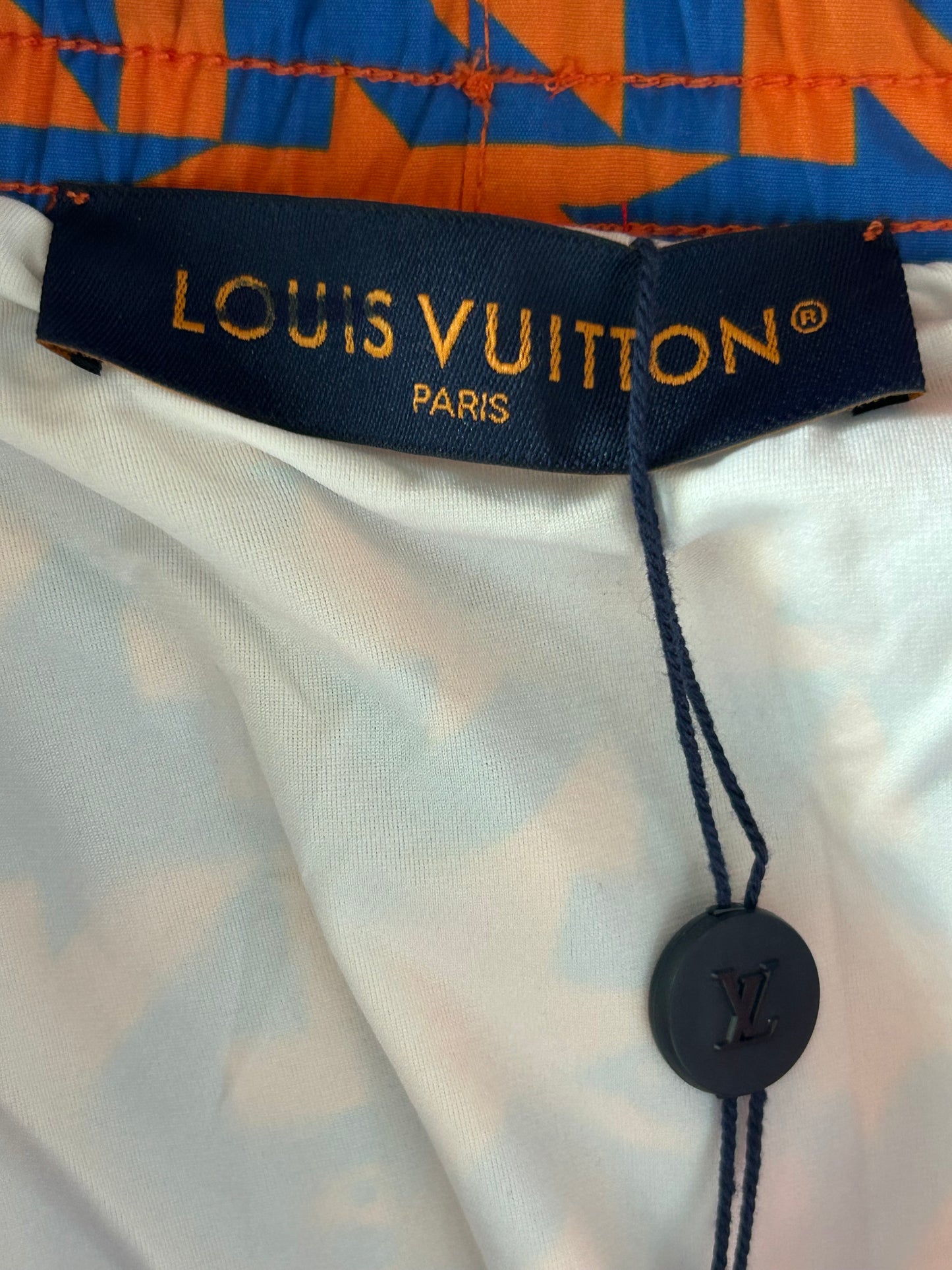 Louis Vuitton Blue & Orange Dove Print Swimshorts