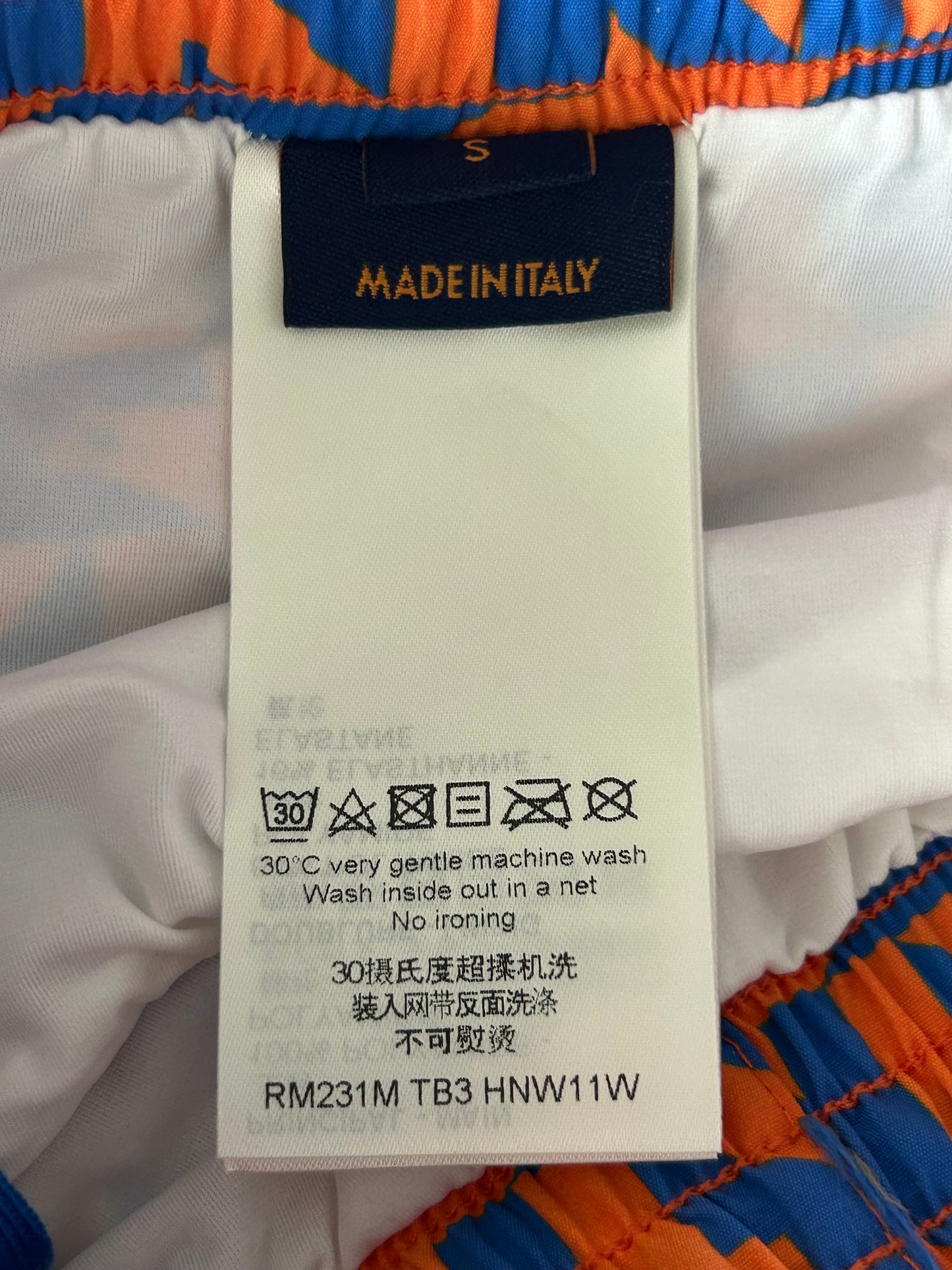 Louis Vuitton Blue & Orange Dove Print Swimshorts