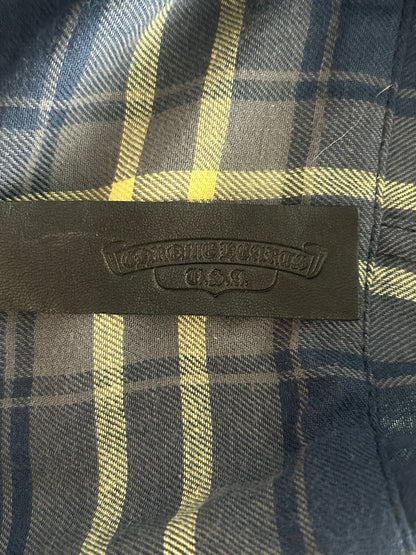 Chrome Hearts Blue & Yellow Plaid Cross Patch Flannel
