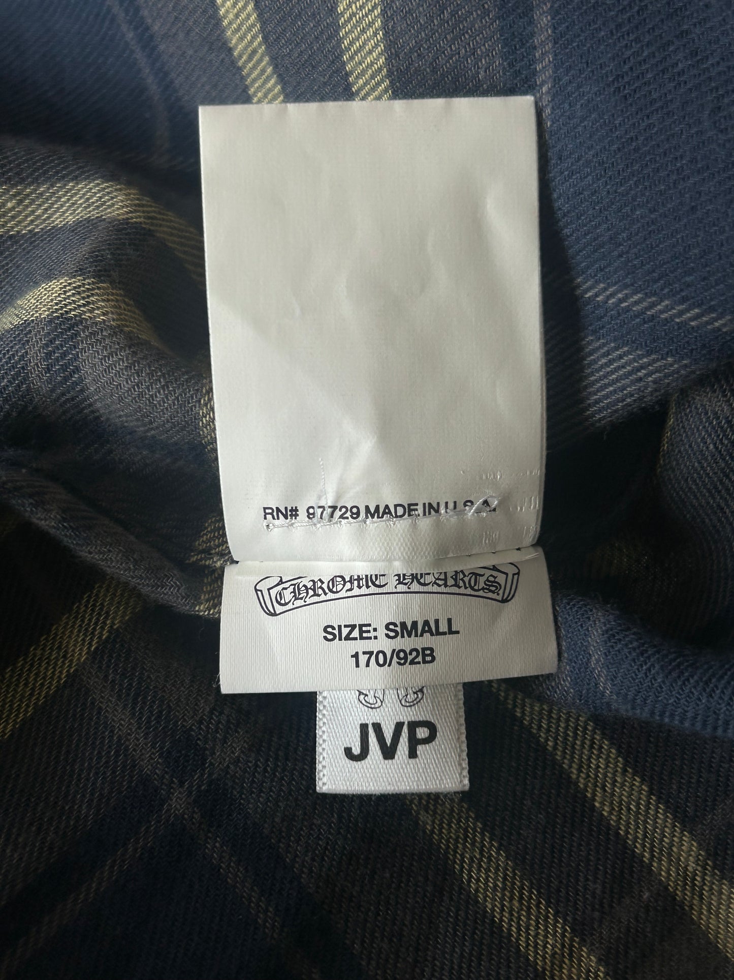 Chrome Hearts Blue & Yellow Plaid Cross Patch Flannel