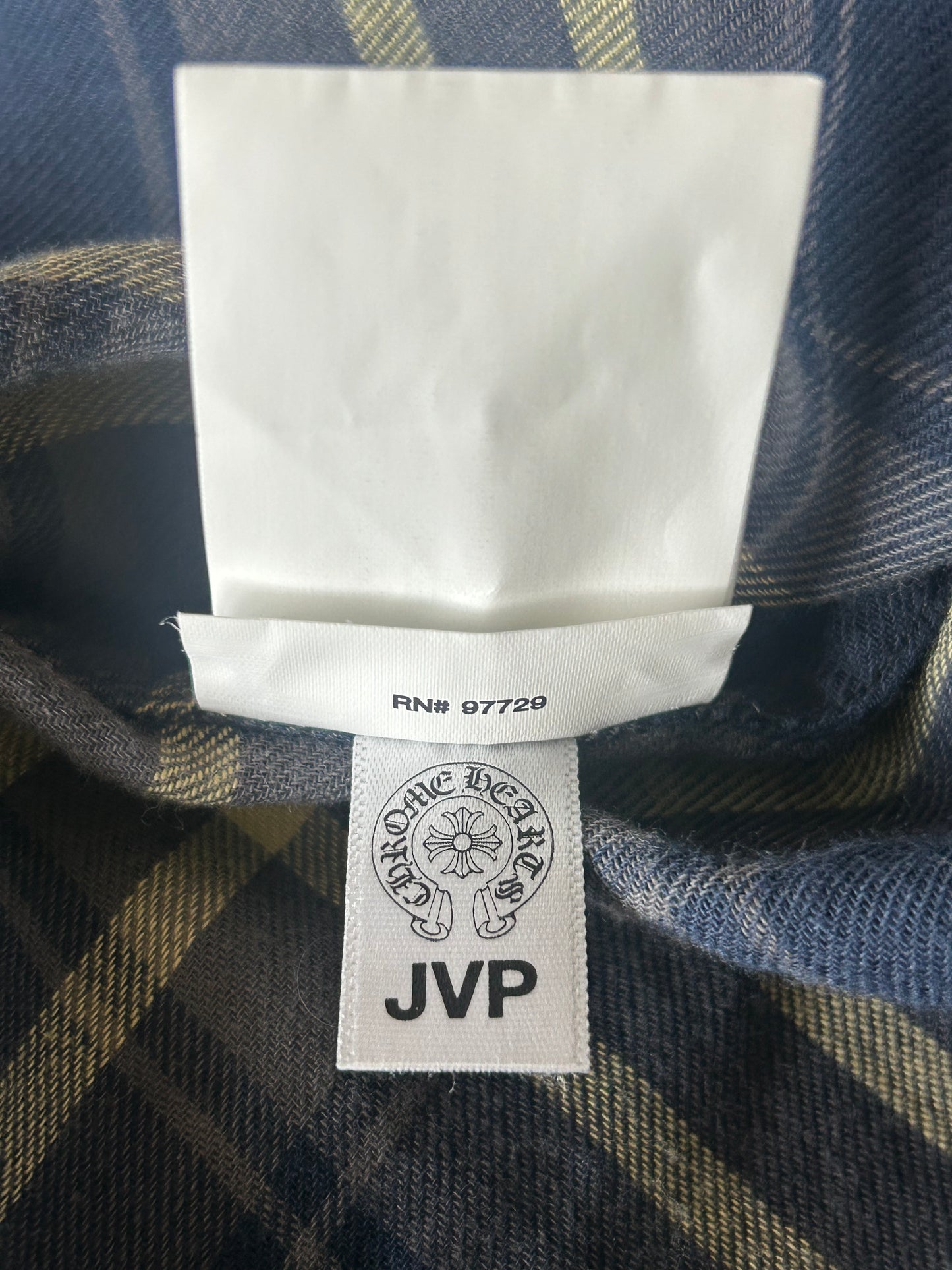Chrome Hearts Blue & Yellow Plaid Cross Patch Flannel