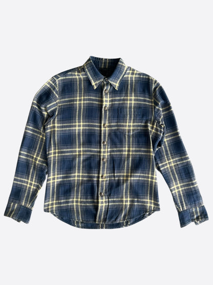 Chrome Hearts Blue & Yellow Plaid Cross Patch Flannel