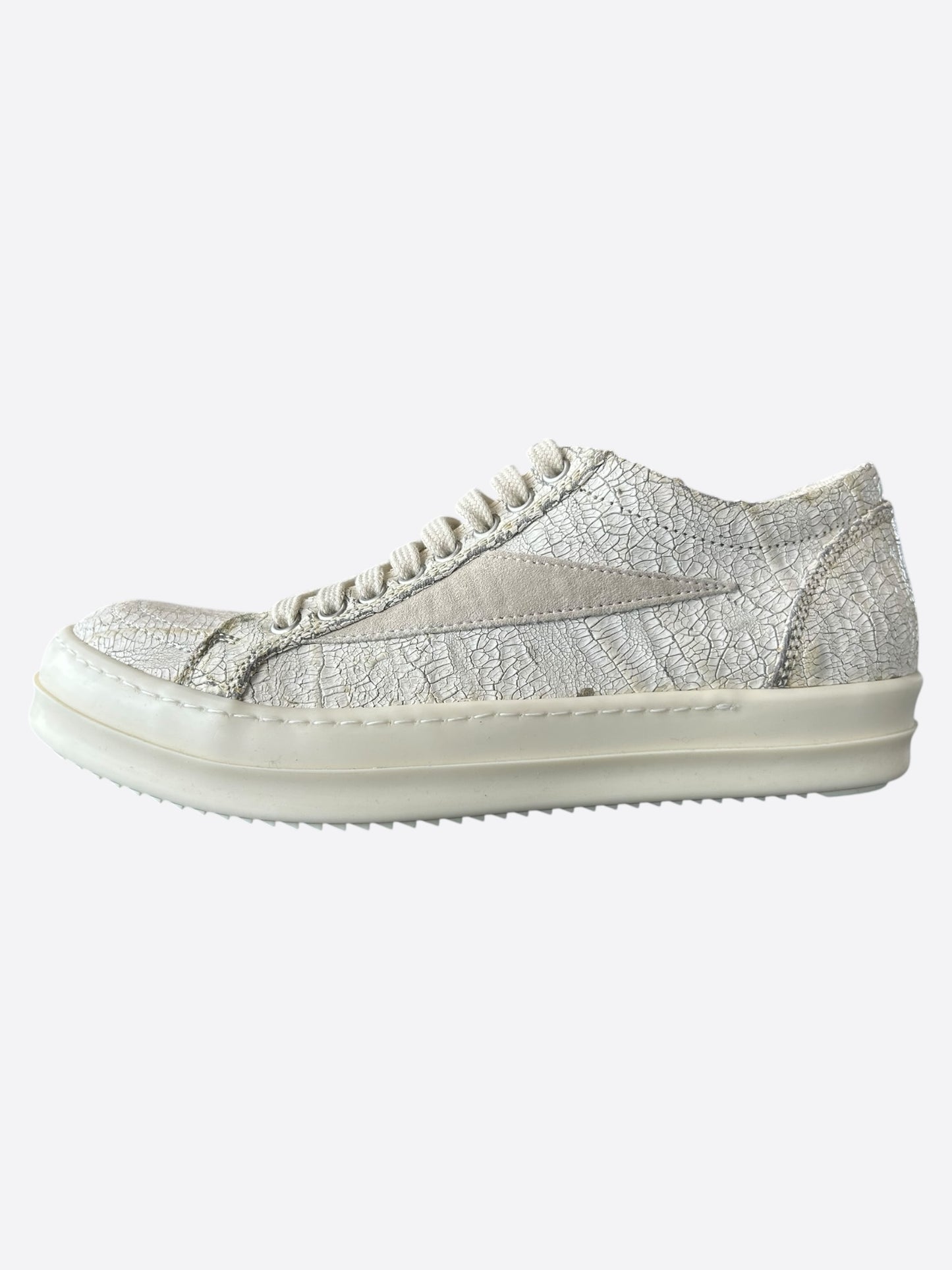 Rick Owens Cracked Milk Vintage Low Top Sneakers