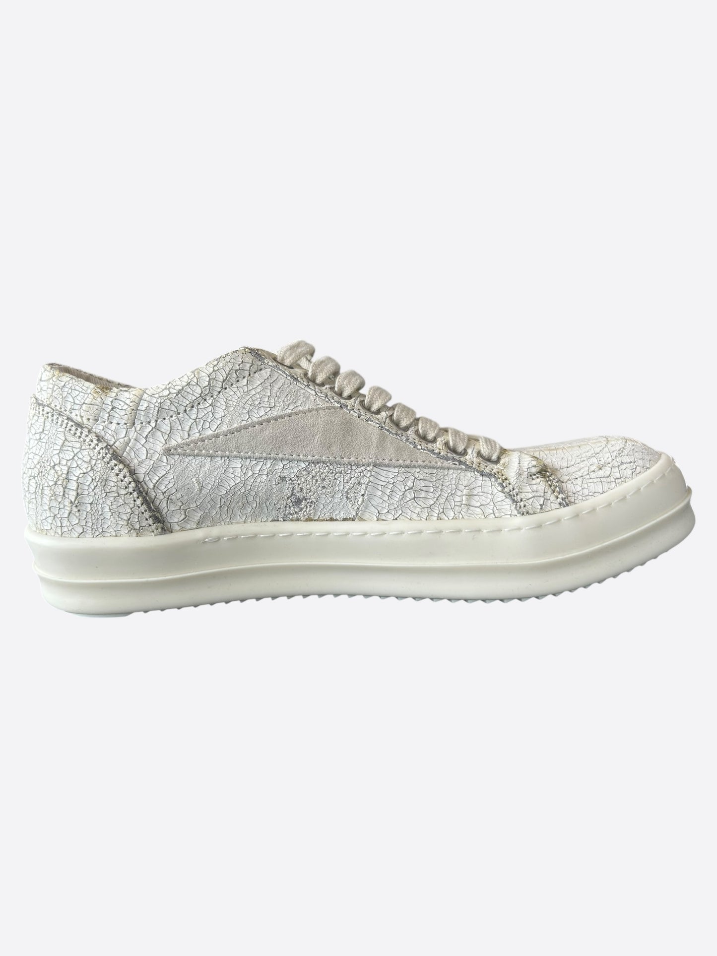 Rick Owens Cracked Milk Vintage Low Top Sneakers