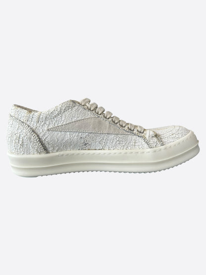 Rick Owens Cracked Milk Vintage Low Top Sneakers
