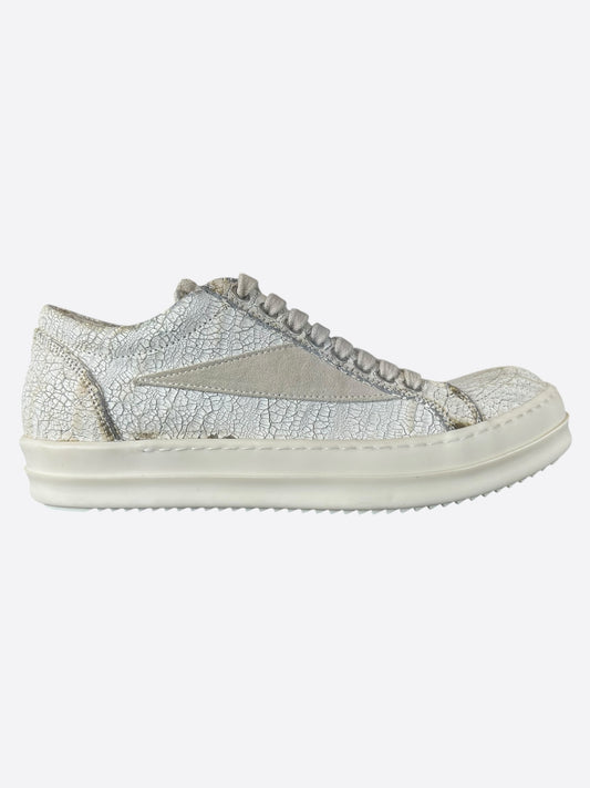Rick Owens Cracked Milk Vintage Low Top Sneakers