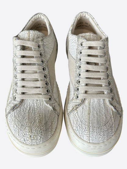 Rick Owens Cracked Milk Vintage Low Top Sneakers