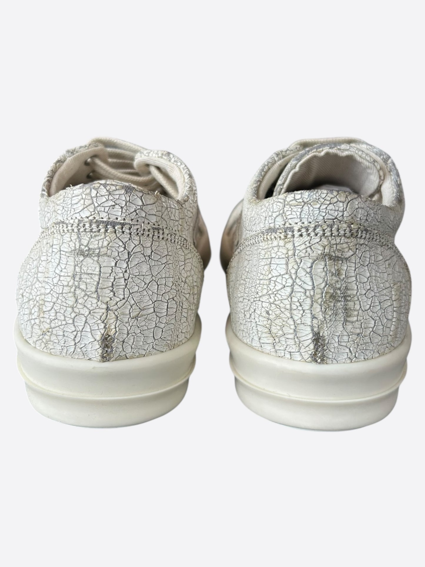 Rick Owens Cracked Milk Vintage Low Top Sneakers