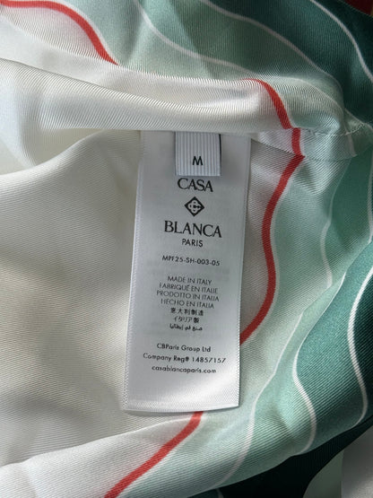Casablanca White & Green Montagne Ondulee Silk Button Up Shirt