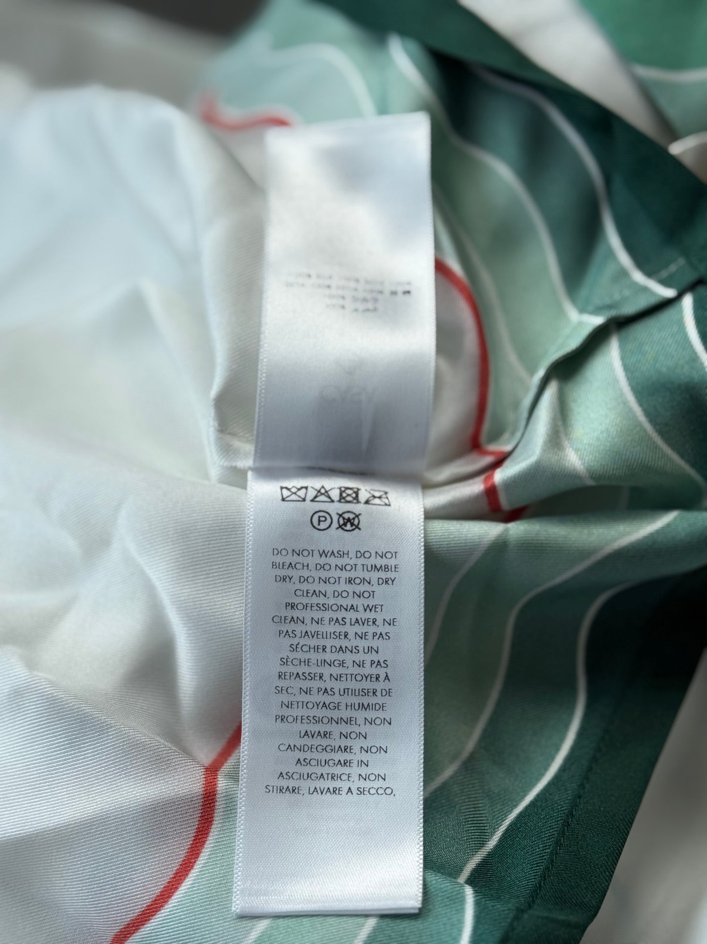 Casablanca White & Green Montagne Ondulee Silk Button Up Shirt