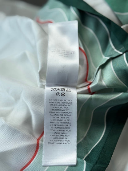 Casablanca White & Green Montagne Ondulee Silk Button Up Shirt