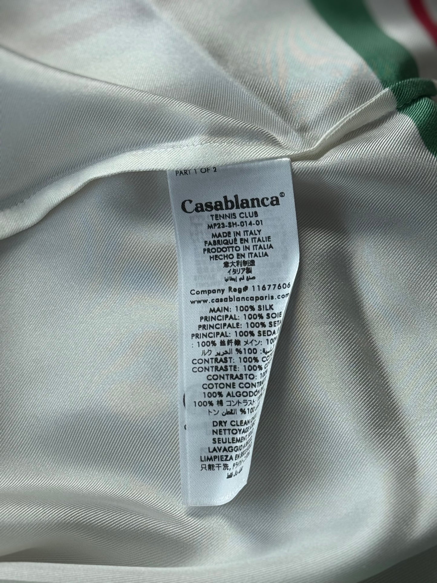 Casablanca White & Green Casa Way Silk Button Up Shirt
