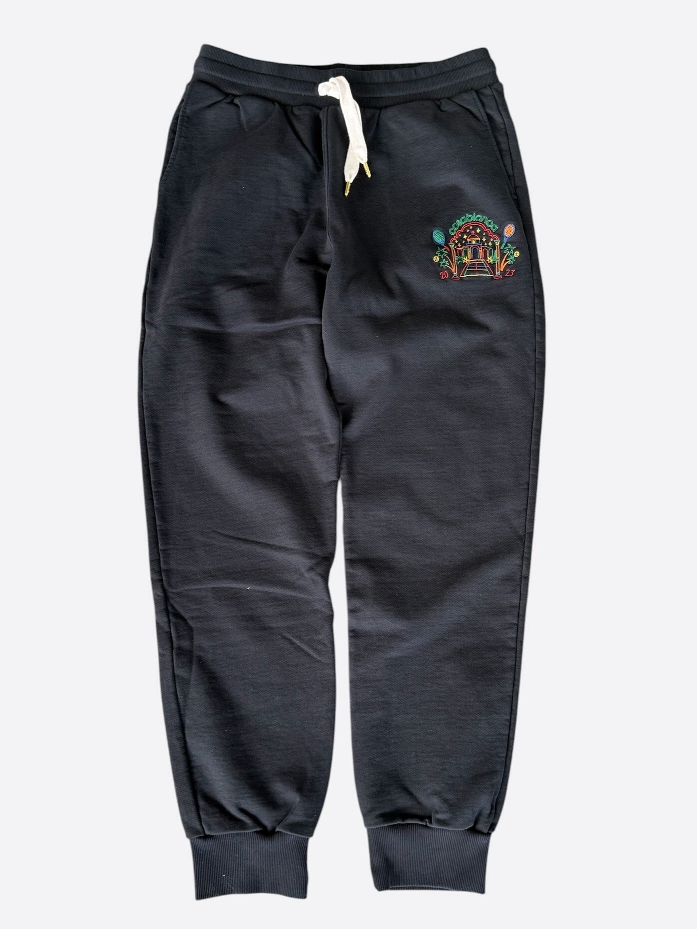 Casablanca Black & Multicolor Temple Embroidered Logo Sweatpants