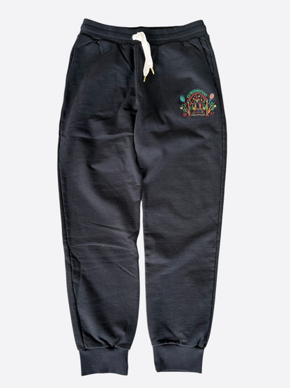 Casablanca Black & Multicolor Temple Embroidered Logo Sweatpants