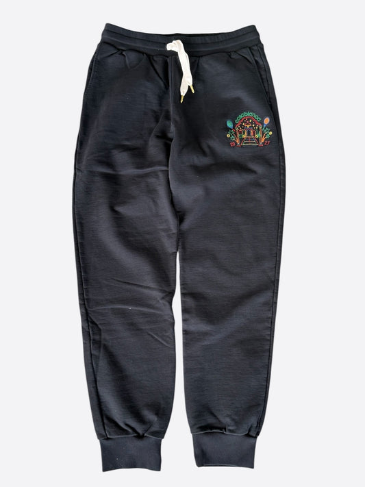 Amiri Black & Multicolor Temple Embroidered Logo Sweatpants