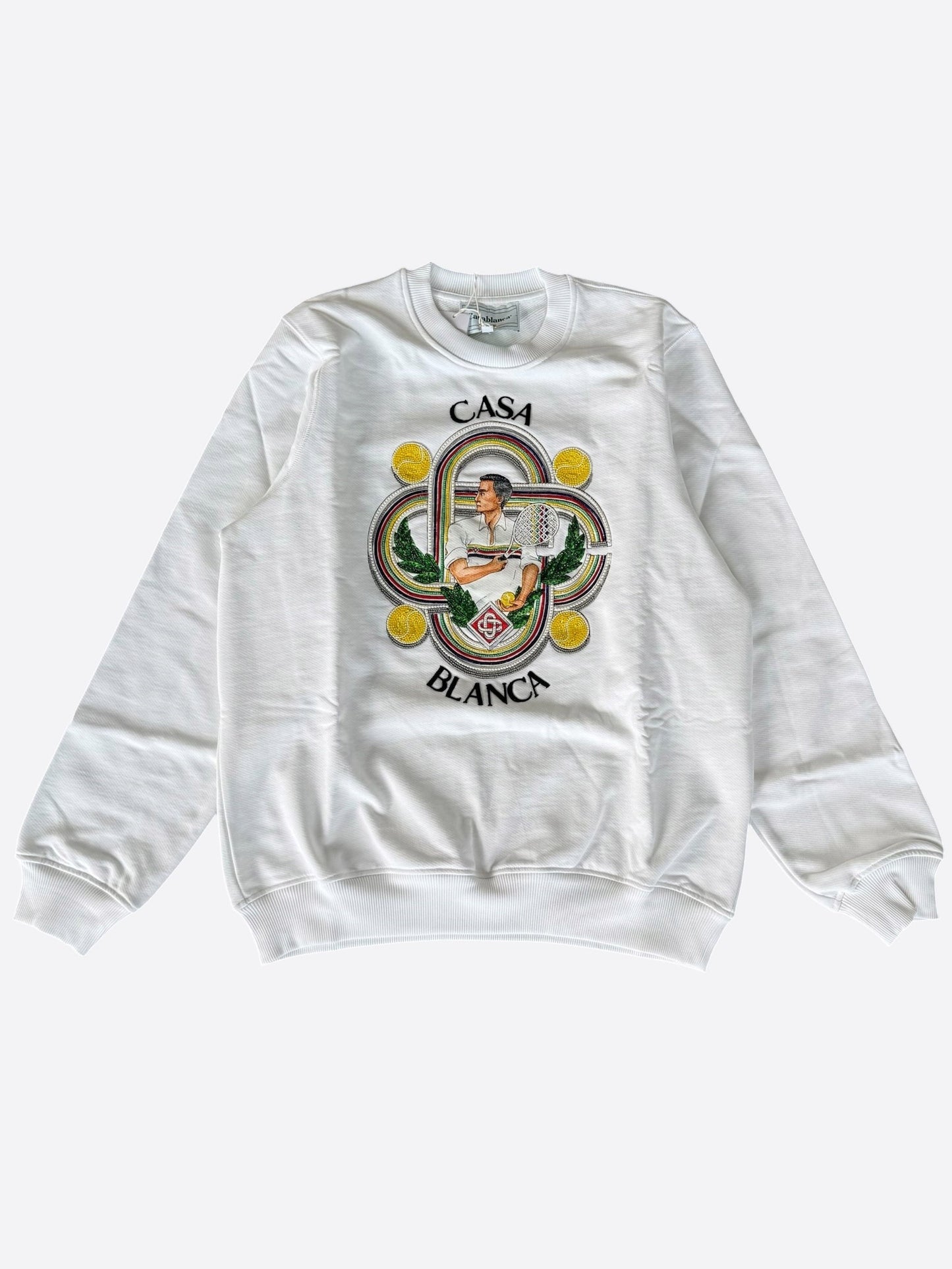 Casablanca White & Multicolor Le Joueur Beaded Logo Sweater