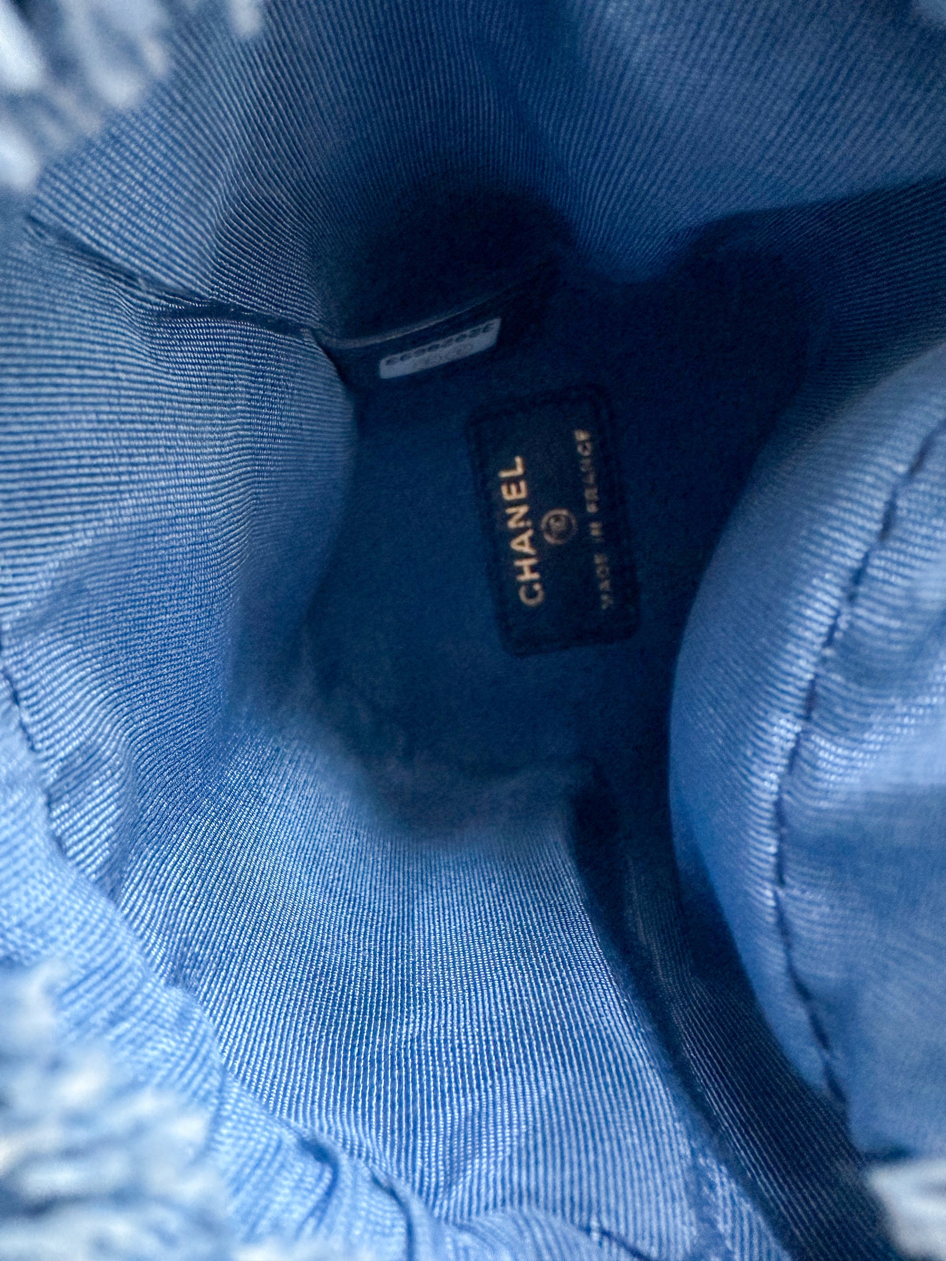 Chanel Blue Denim Drawstring Bucket Bag