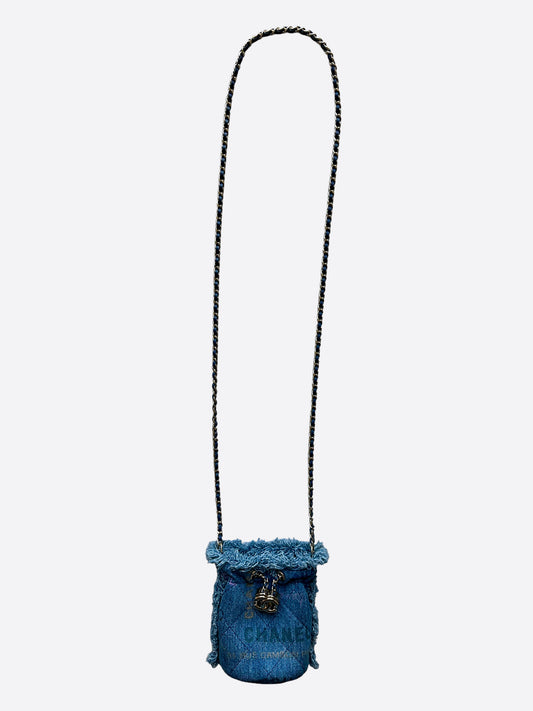 Chanel Blue Denim Drawstring Bucket Bag