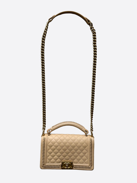 Chanel Beige Quilted Calfskin Medium Boy Bag