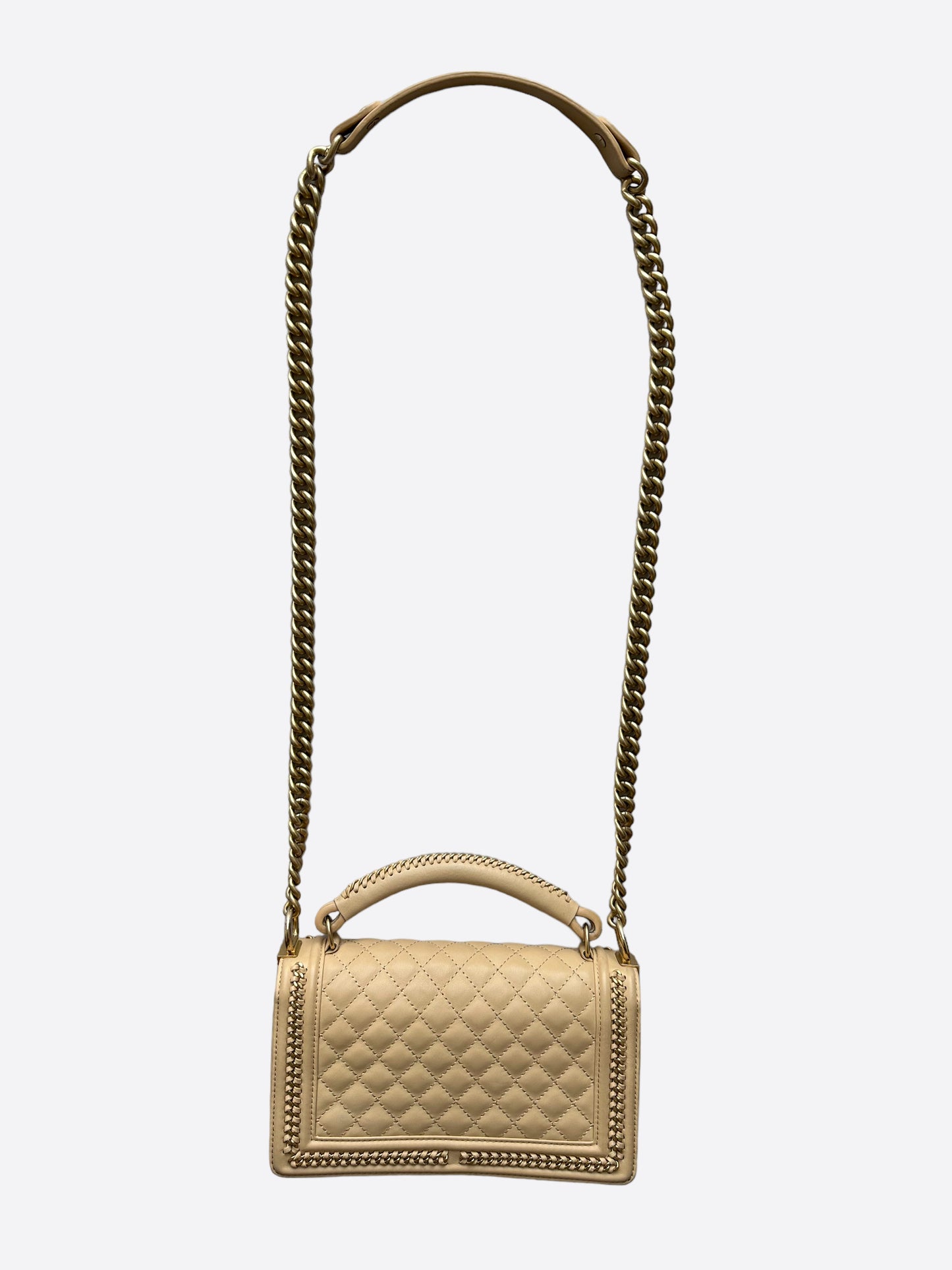 Chanel Beige Quilted Calfskin Medium Boy Bag