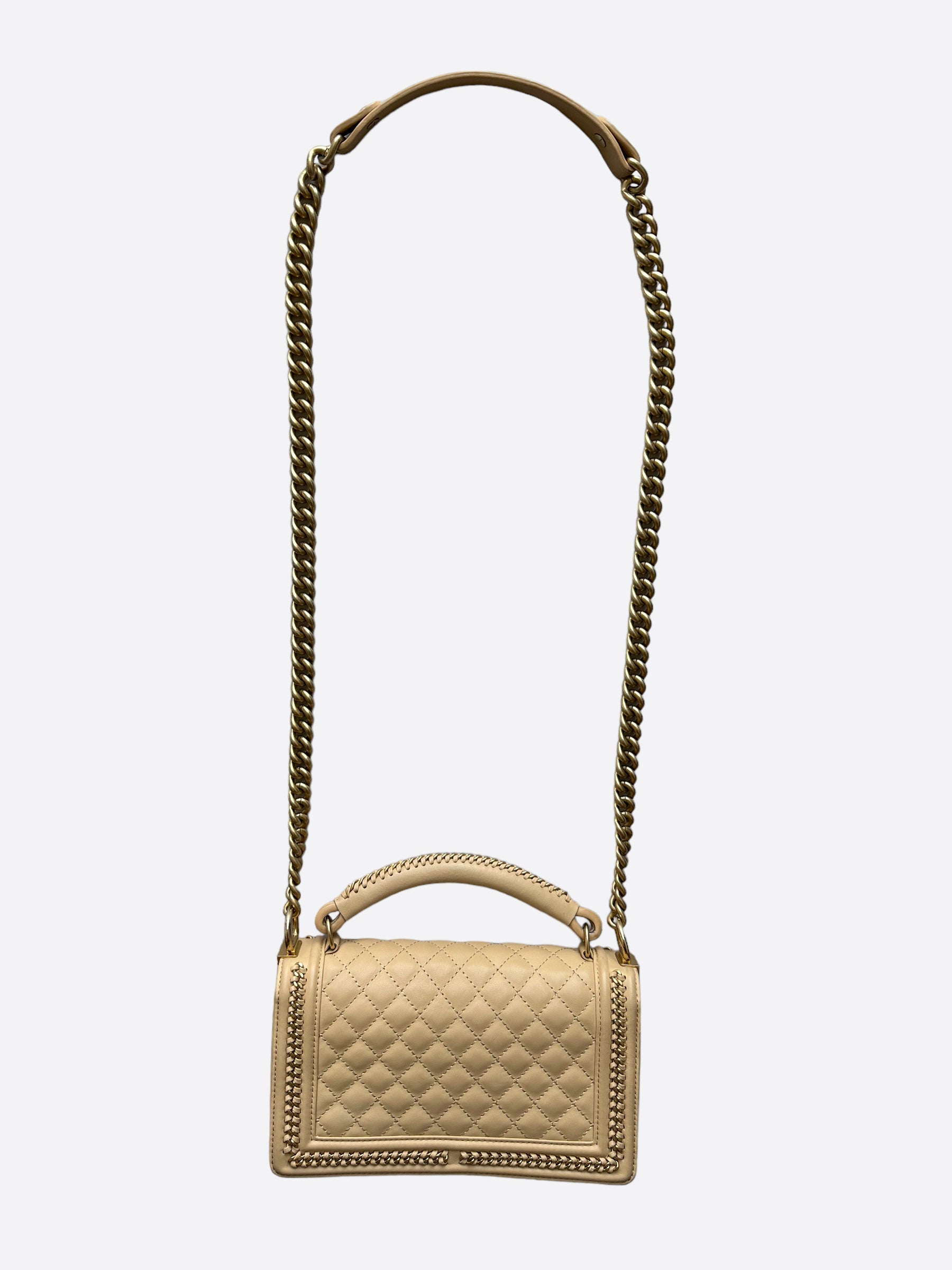 Chanel Beige Quilted Calfskin Medium Boy Bag – Savonches