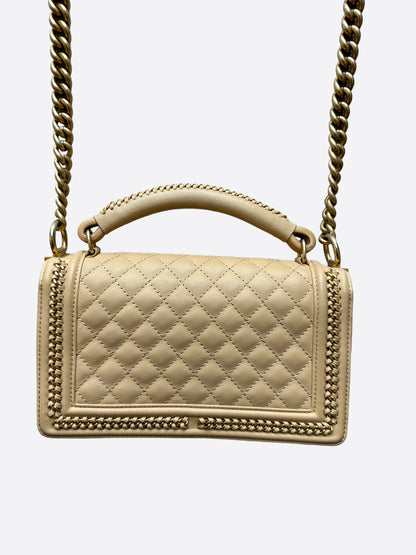 Chanel Beige Quilted Calfskin Medium Boy Bag