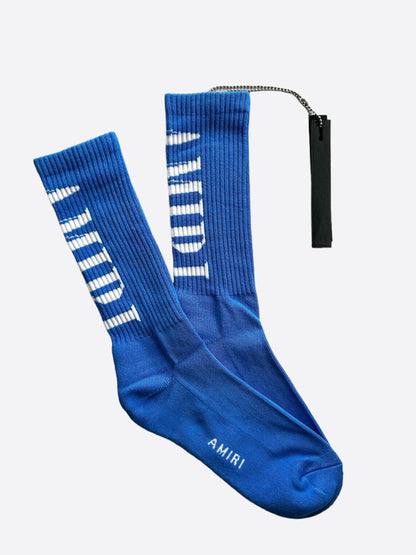 Amiri Blue & White Core Logo Socks