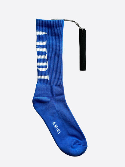 Amiri Blue & White Core Logo Socks