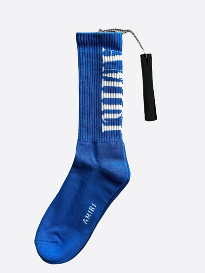 Amiri Blue & White Core Logo Socks