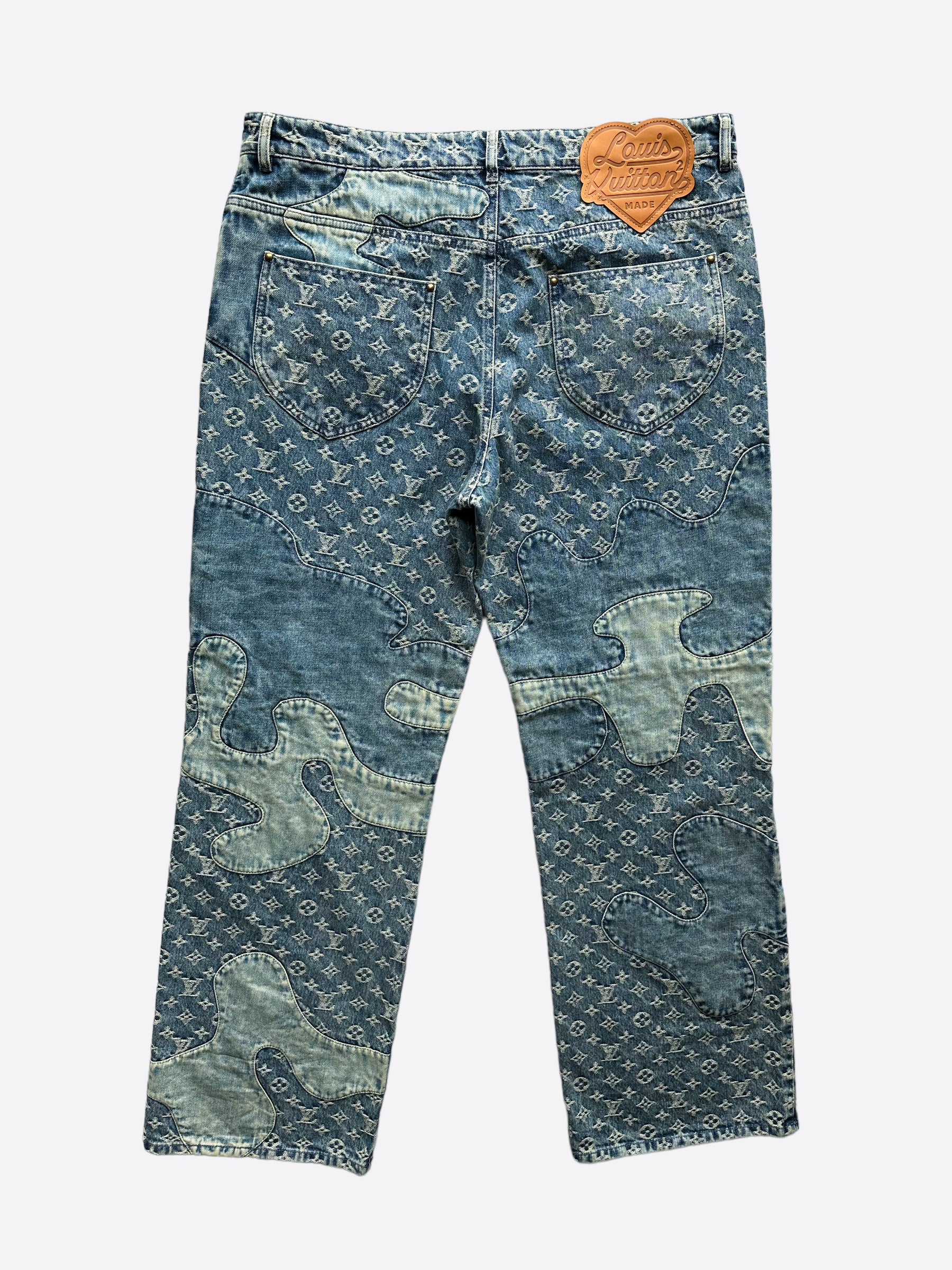 Louis Vuitton x Nigo Monogram Patchwork Jeans - Blue, 12.25 Rise