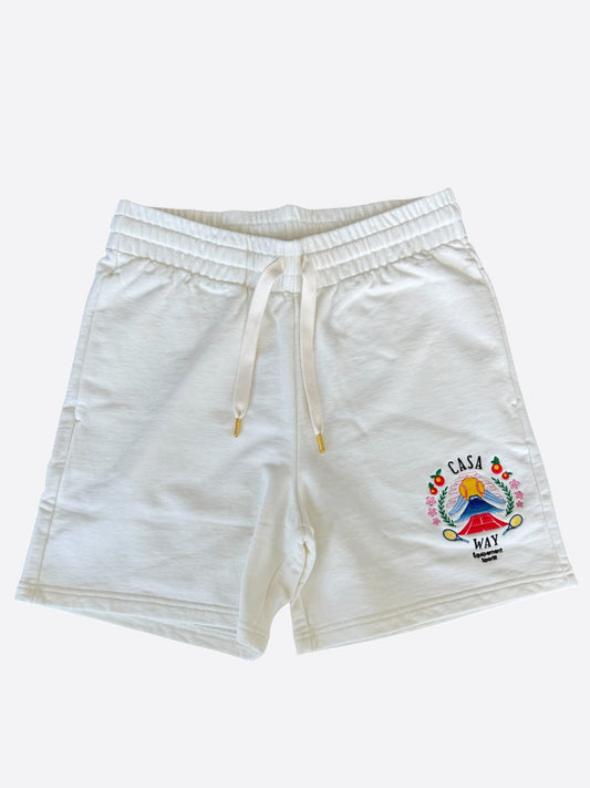 Casablanca White & Multicolor Casa Way Embroidered Logo Shorts