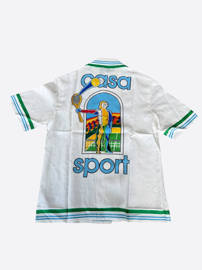 Casablanca White & Green Le Jeu Colore Silk Button Up Shirt
