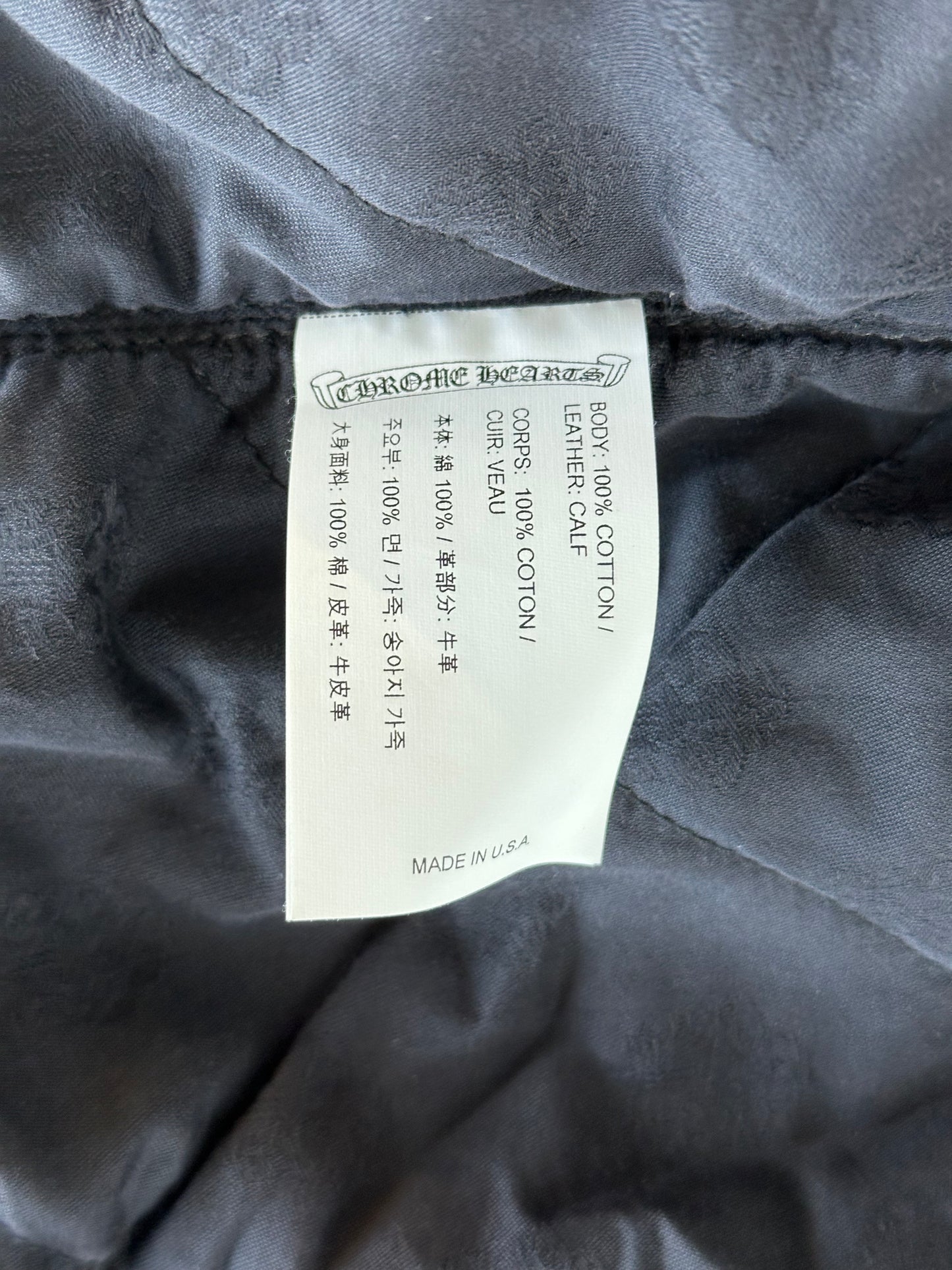 Chrome Hearts Grey & Black Dagger Cross Patch Jacket