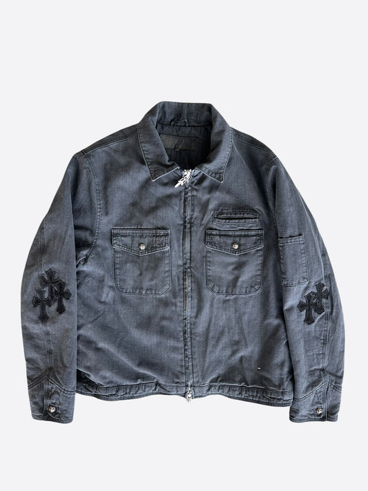 Chrome Hearts Grey & Black Dagger Cross Patch Jacket