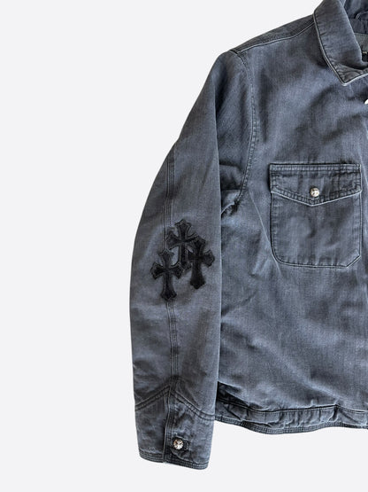 Chrome Hearts Grey & Black Dagger Cross Patch Jacket