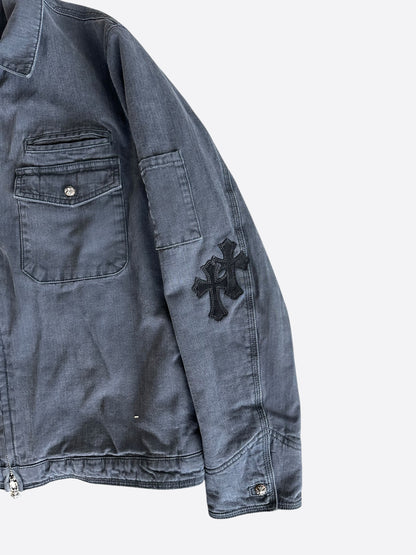 Chrome Hearts Grey & Black Dagger Cross Patch Jacket