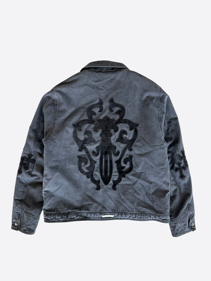 Chrome Hearts Grey & Black Dagger Cross Patch Jacket