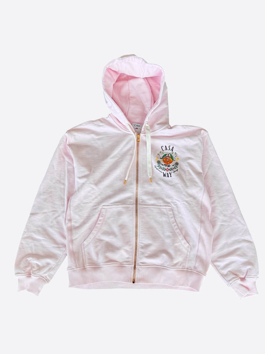 Casablanca Pink Casa Way Mascot Logo Zip Up Hoodie