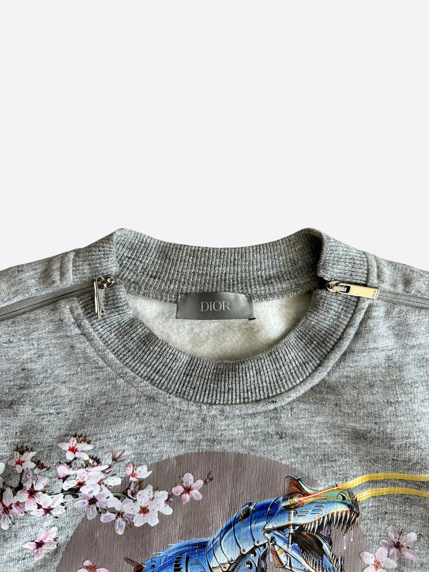 Dior Sorayama Grey Dinosaur Logo Sweater